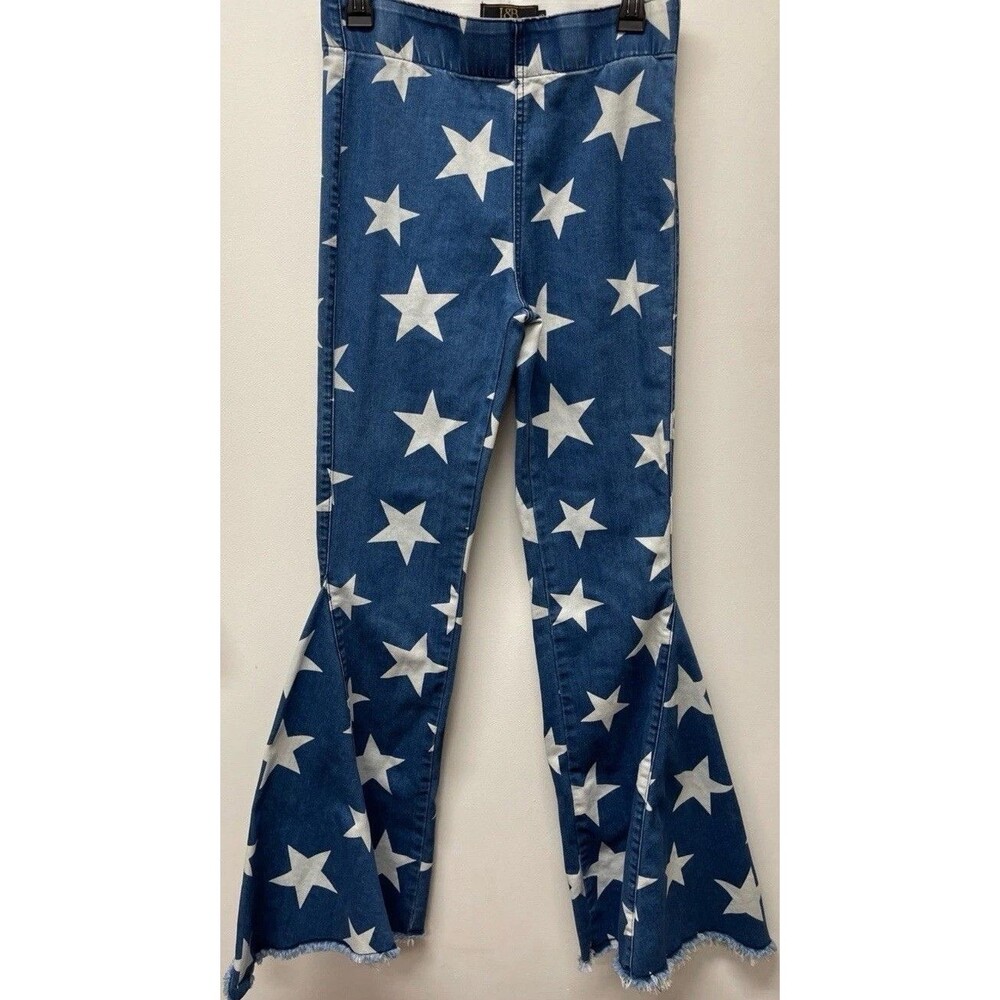 Size Small nwot L&B Star Print Flare Leg Elastic Waist Jeans Super Cute!!